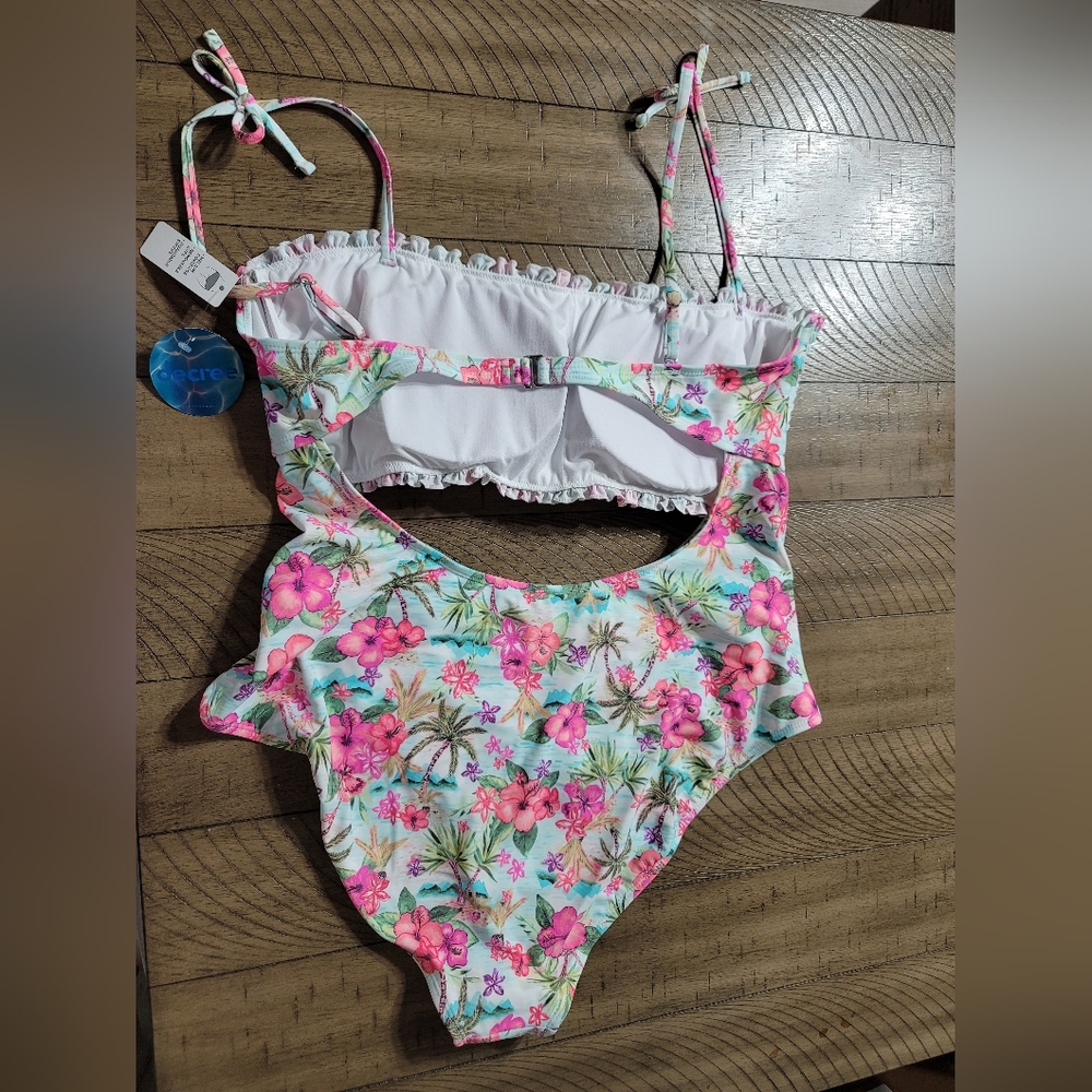 Decree Womens Swimsuit XXL Island Escape Textured One Piece Beach Resort Floral - Picture 9 of 11